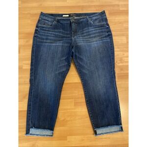 Kut‎ From The Kloth Reese Ankle Straight Leg Size 22W Blue Jean Frayed Step Hem